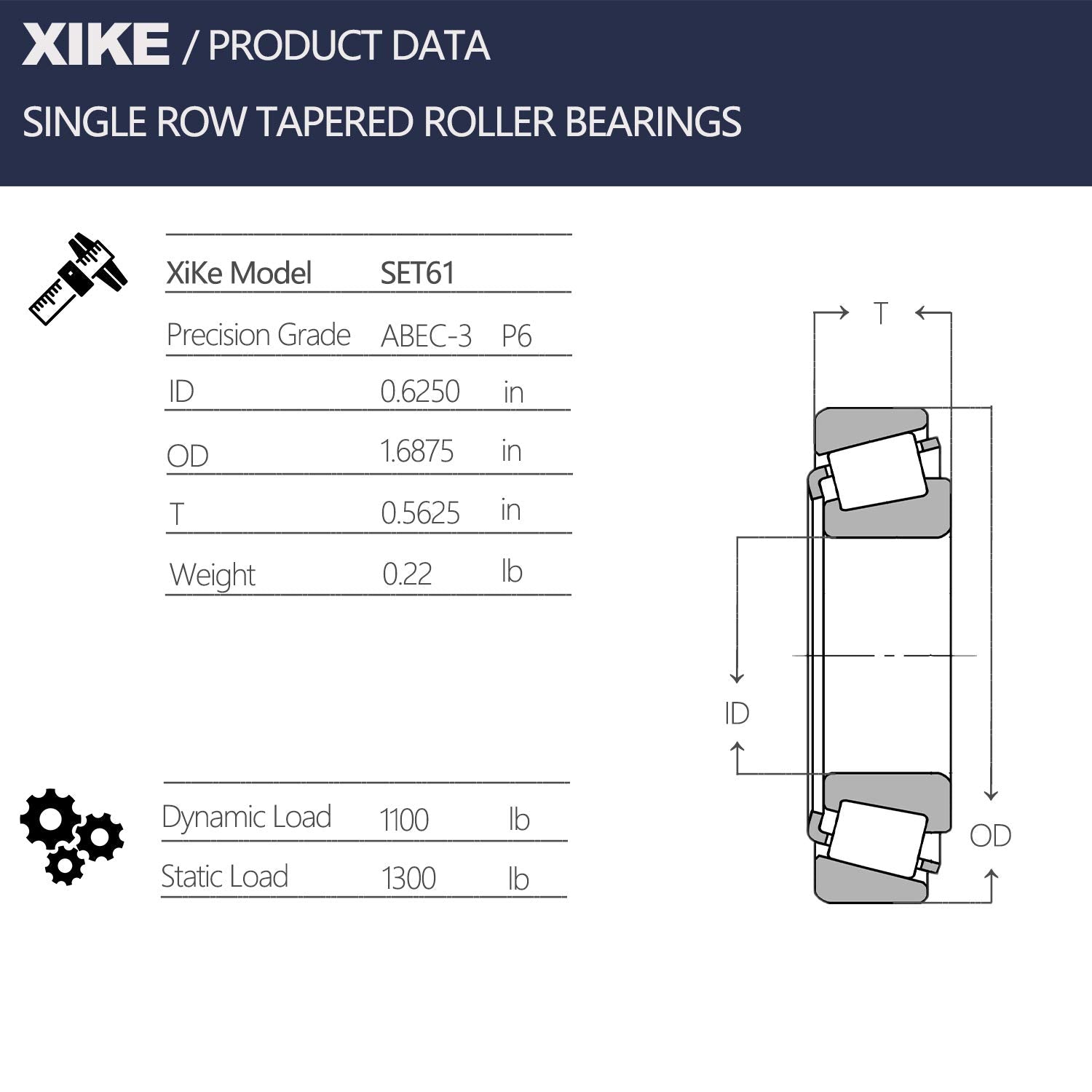 Xike 2 Set Wheel Bearings Set61-11590/11520 - Id 0.6250' X Od 1.6875',Tapered Roller Bearings Cup And Cone, Fits For Very Many Car And Trailer Axles.