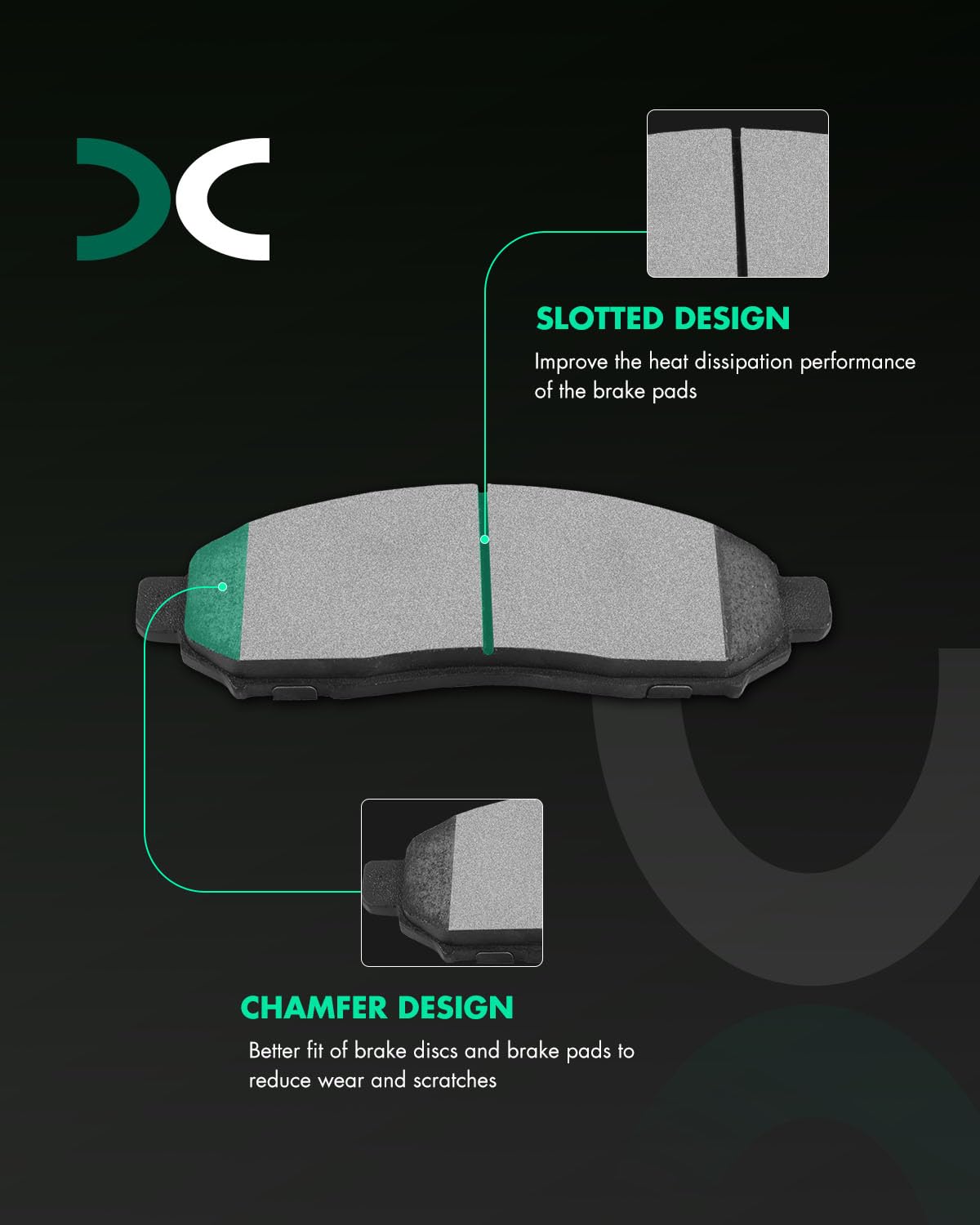 Scitoo Front Disc Brake Pad Set 4Pcs W/Hardware Fit For Chevrolet For City Express 2015-2018,For Nissan For Leaf 2011-2015,For N