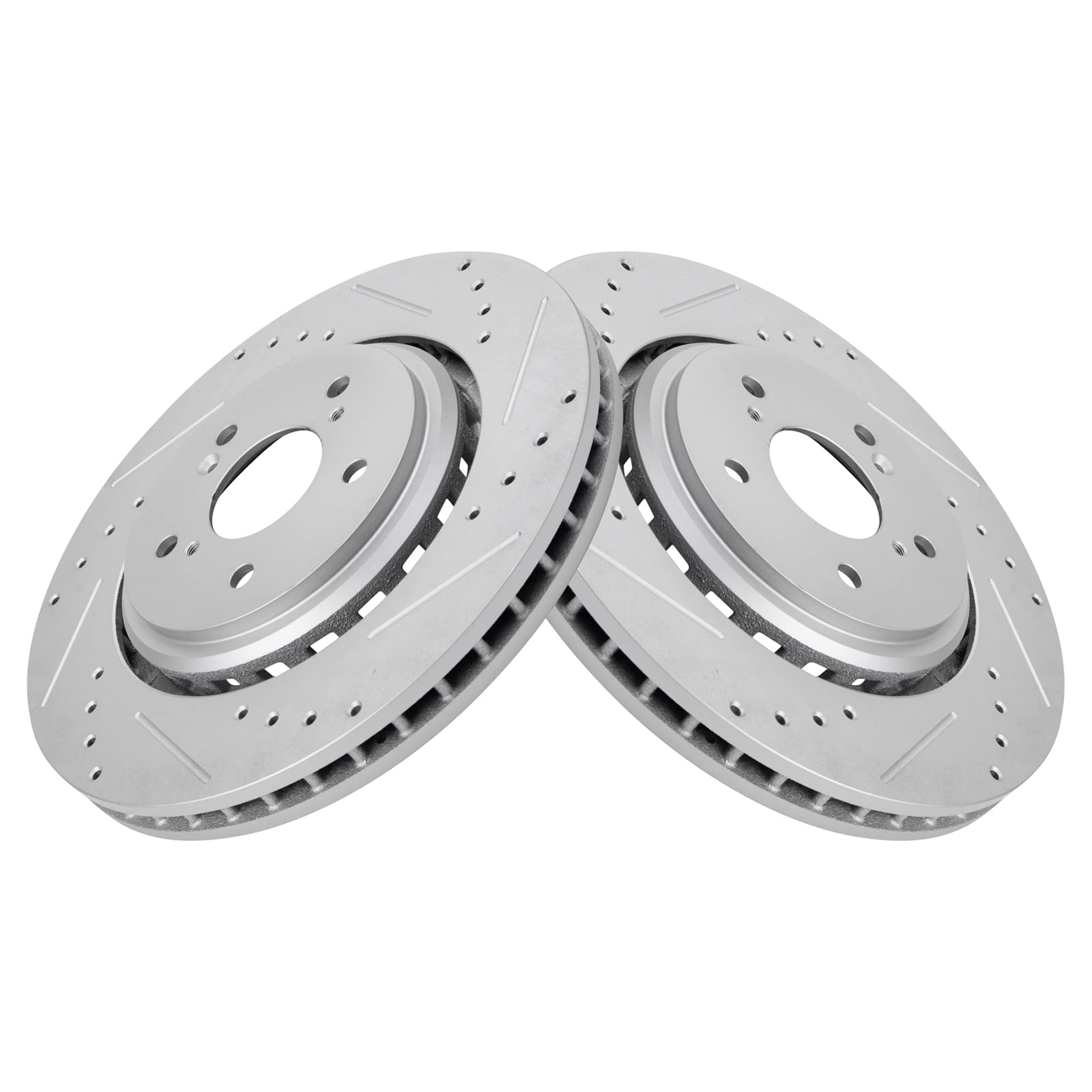Trq Front Performance Brake Rotors Set Premium G-Coated Cross Drilled & Slotted Compatible With 2014-2016 Acura Mdx 2015-2020 Tl