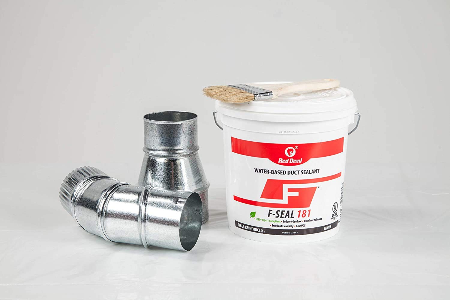 Red Devil 0841Dw F-Seal 181 Fiber Reinforced Water Based Duct Sealant, 1 Gallon, White, 2 Pack