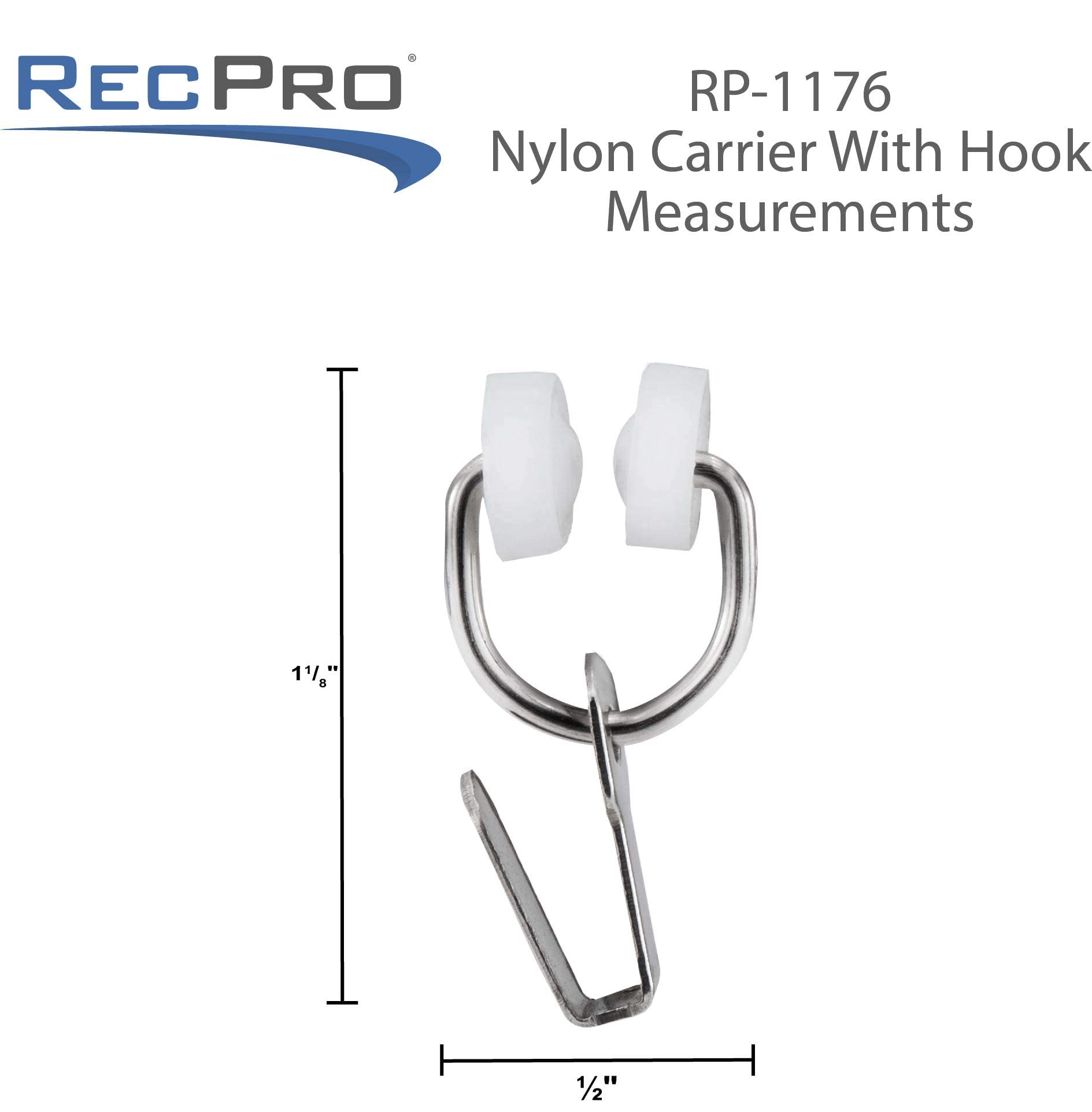 RecPro RV Curtain Carrier Hooks – Nylon Wheels with Metal Ring for I-Beam Track, Smooth Gliding, 14 or 20 Pack, Easy Install, Silver/Black