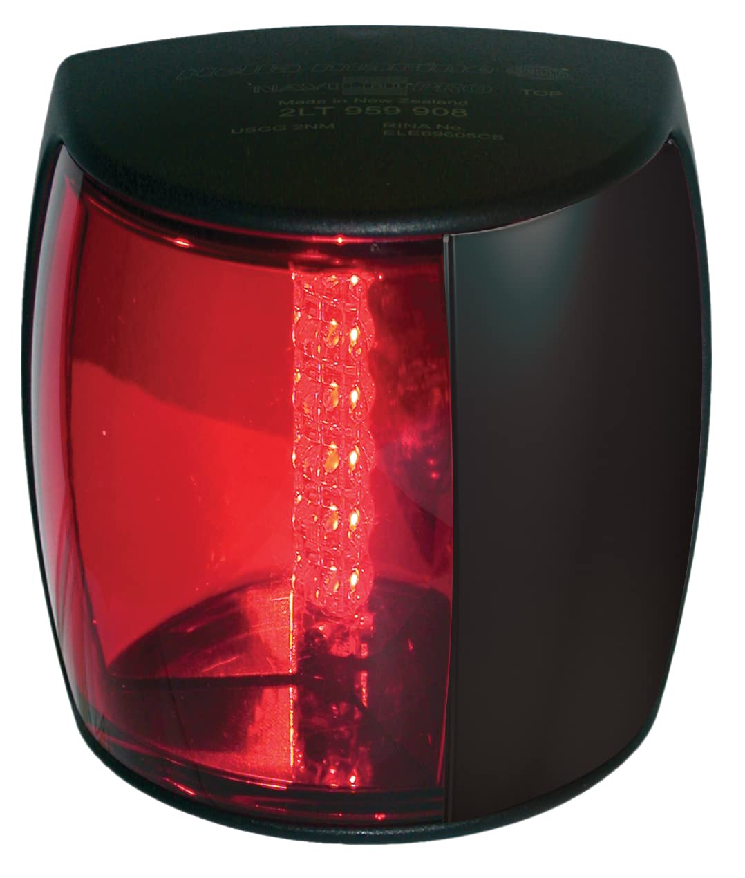 Hella 959900001 '9900 Series' NaviLED PRO Multivolt 9-33V DC 2 NM LED Port Light with Colored Outer Lens and Black Shroud