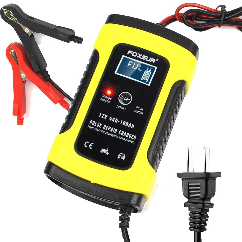 Ieik 12V 5 Amp Automotive Smart Battery Charger Maintainer For Car, Motorcycle, Rv, Suv, Lawn Mower, Boat, Rv, Suv, Atv And More