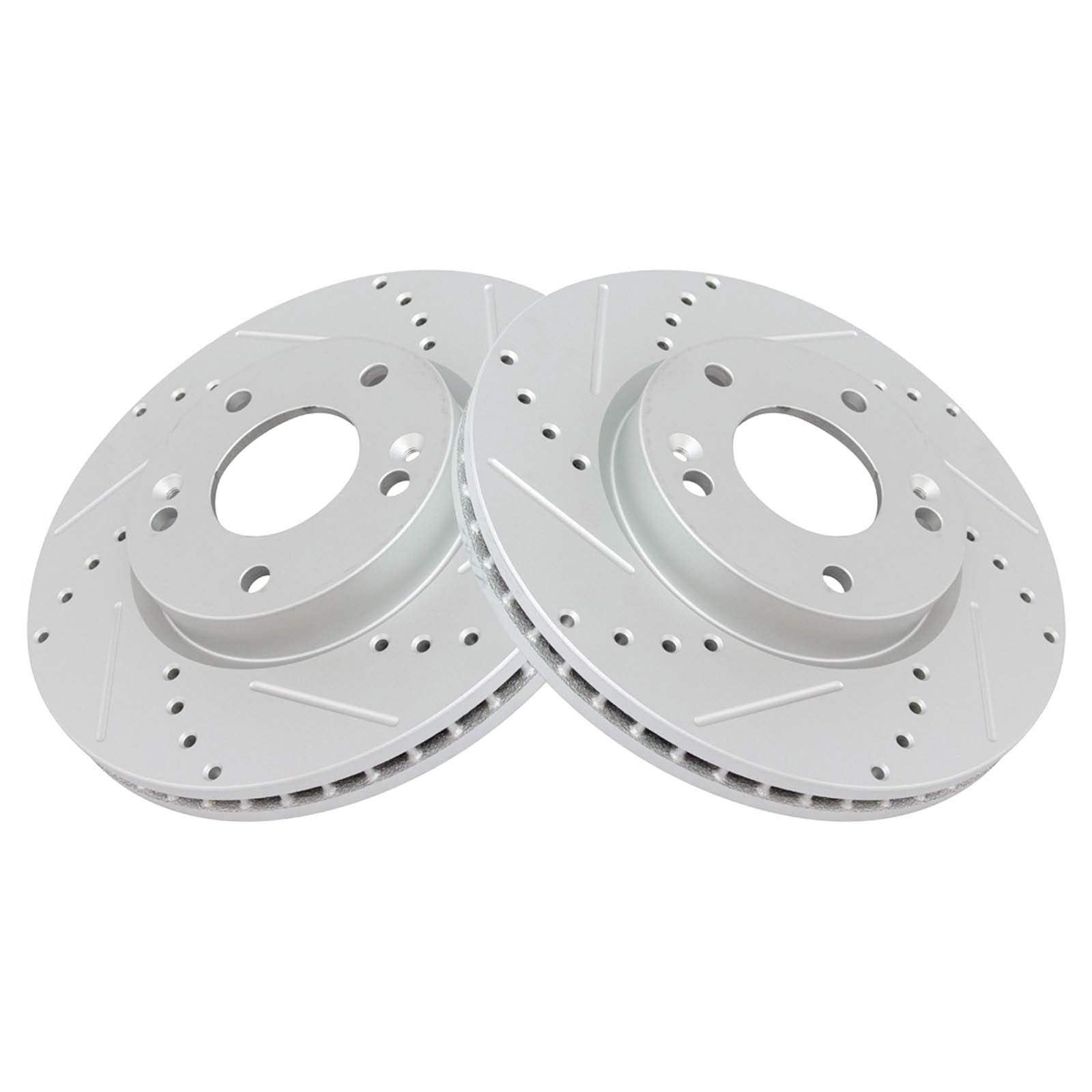 Trq Front Performance Brake Rotor Drilled Slotted Pair For 2007-2010 Magentis / 2006-2010 Optima / 2006-2010 Sonata / 2005-2011