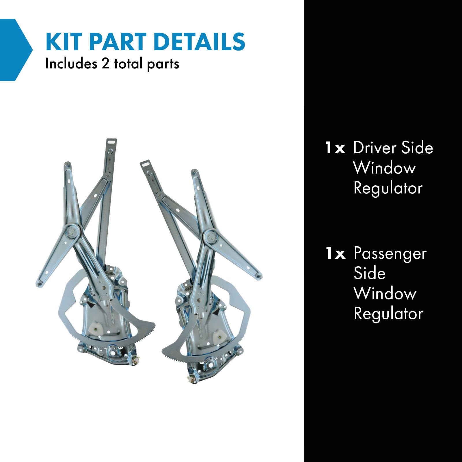 Trq Driver & Passenger Side Power Window Regulator Set Compatible With 1994-1997 Bmw 318I 1992-1997 318Is 1998-1999 323I 323Is 1