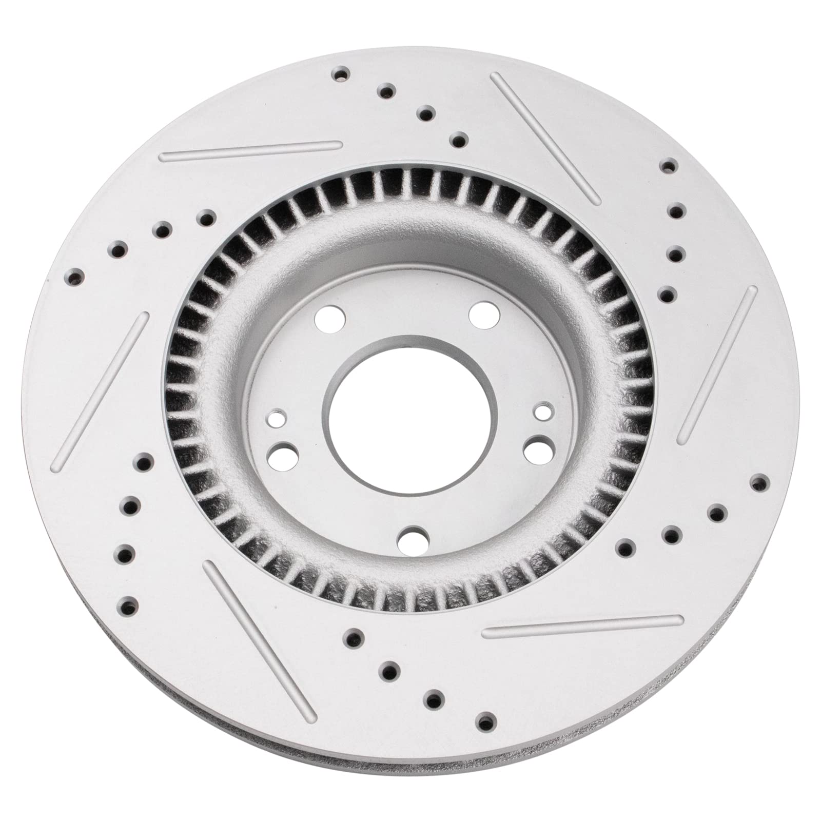 Trq Front Brake Rotors Set Premium G-Coated Performance Slotted X Drilled Driver & Passenger Side Compatible With 2012-2017 Hyun