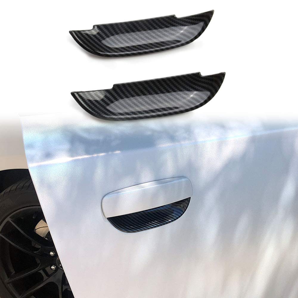 Jstotrim Carbon Fiber Door Handles Bowl Cover Trim Decal Bezel For Dodge Challenger 2015+