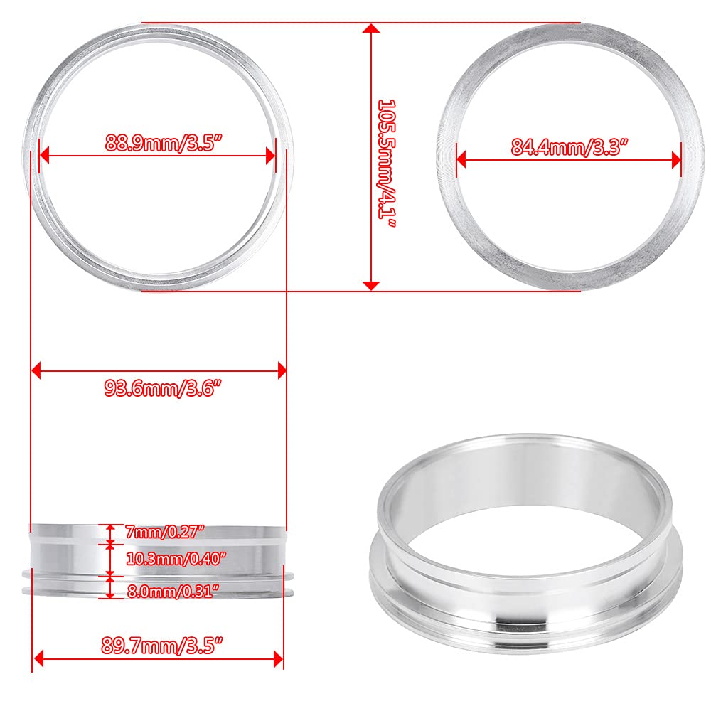 Pqy 3.5 Inch Aluminum Quick Release V Band Clamp With Flange Intake Intercooler Pipe Clamp Throttle Union Sleeve