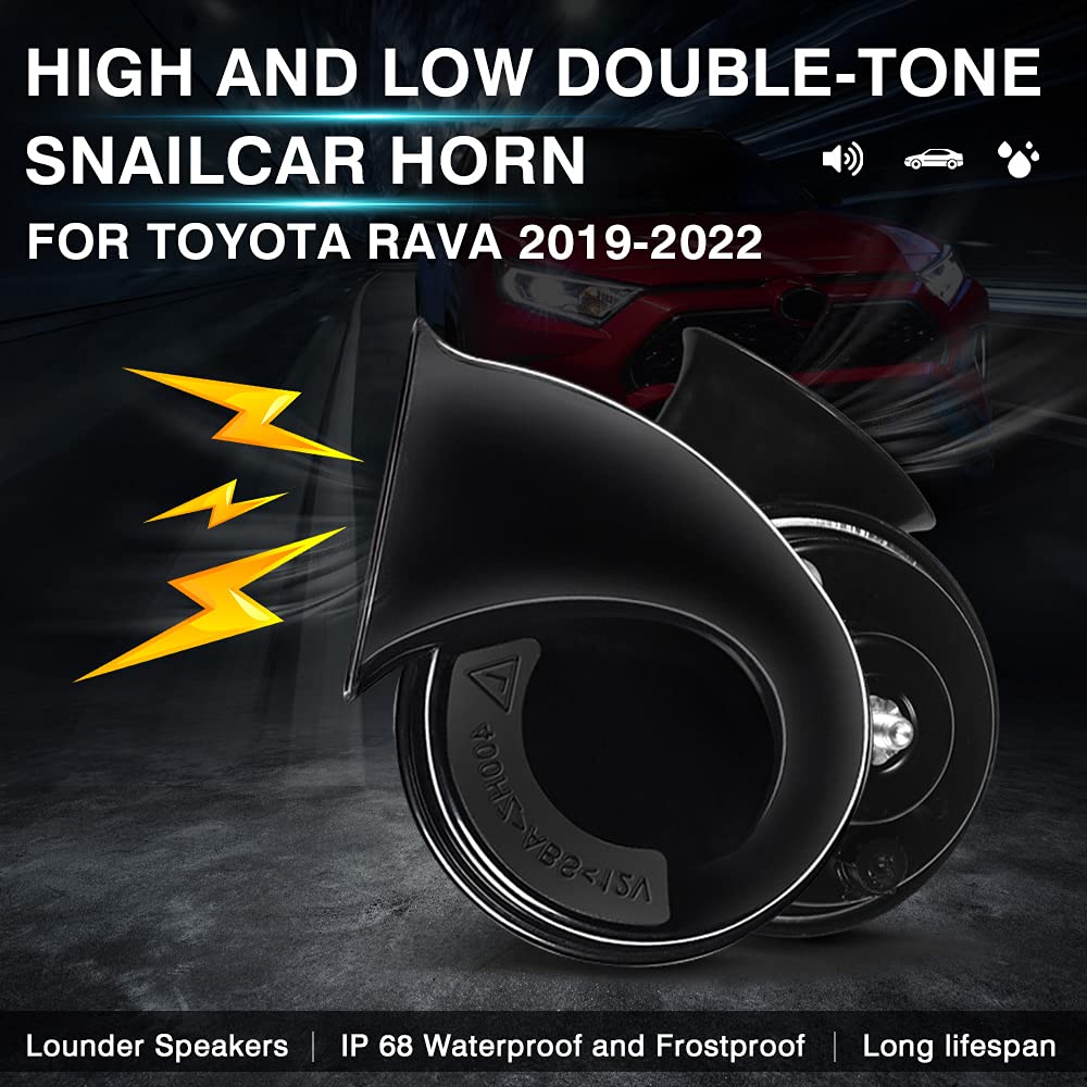 Autorder Car Horn Kit for Toyota RAV4 2024 2023 2022 2021 2020 2019 Accessories 12V Snail Horn Waterproof High Low Tone Car Trum