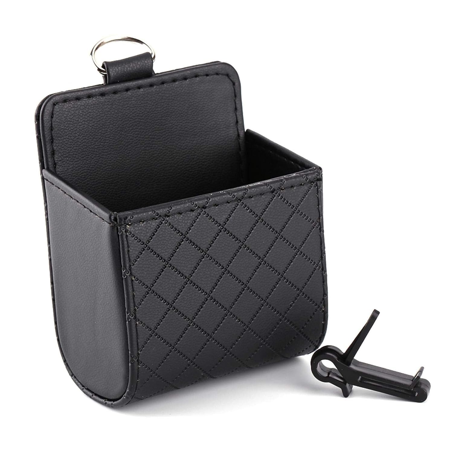 CLIXERA Car Organizer Pouch Box, Universal Car Air Vent Organizer Phone Holder, Tidy Storage with Hook for Keys, Coin, Phone Wor