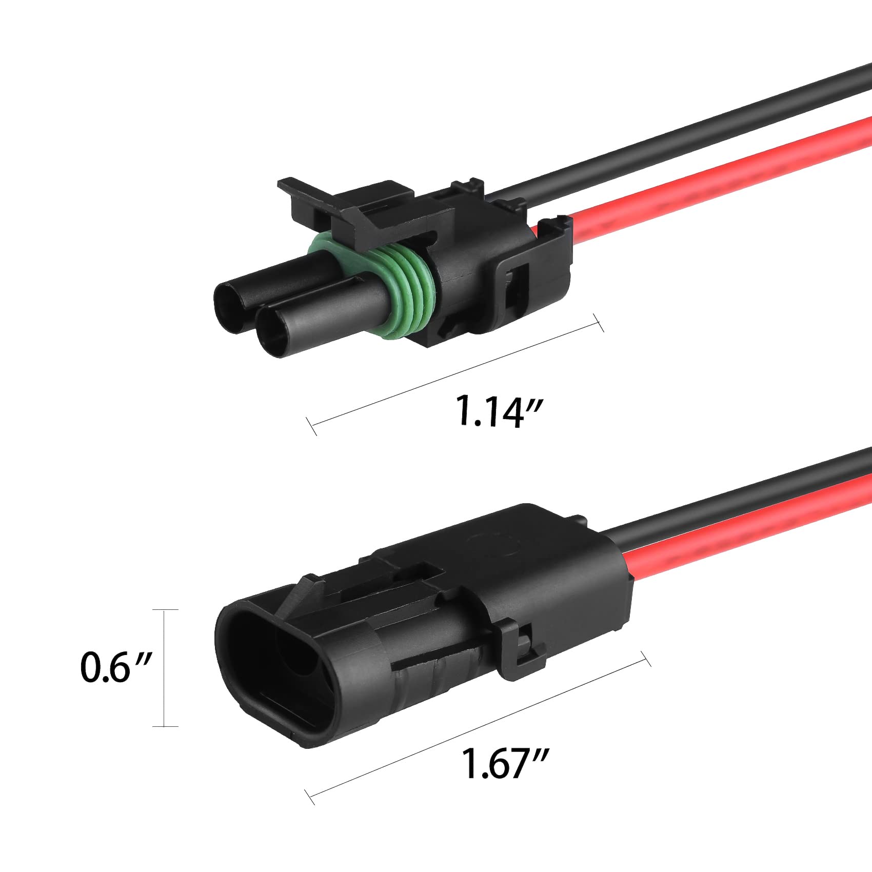 Muyi 14Awg Electrical Connectors Kits, 3 Sets 2 Pin Way Wire Harness Connectors Weatherpack Connector Kit…