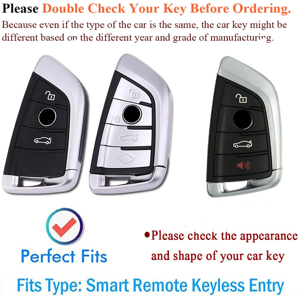 Sanrily Keyless Brown Key Fob Cover For Bmw Series 3 5 6 7 2020 2021 X1 X3 X4 M5 Metal Leather Key Case Shell With Keychain