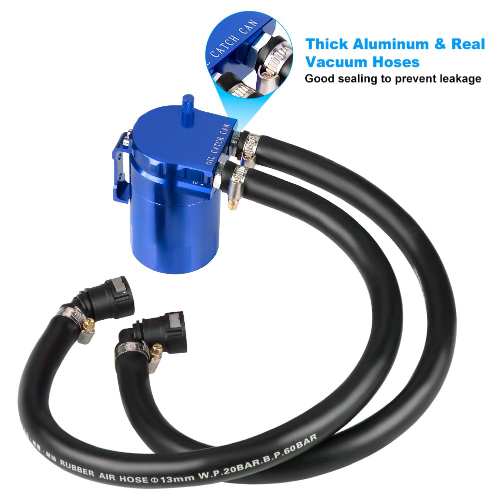 Jdmon Oil Catch Can, Passenger Side Oil Separator Compatible With Ford F150 2.7Eb 3.5Eb 5.0L Passenger Side 2011-2021, Expedition 3.5L Ecoboost 2018-2021, Raptor 3.5L Ecoboost 2017-2021, 350Ml Blue