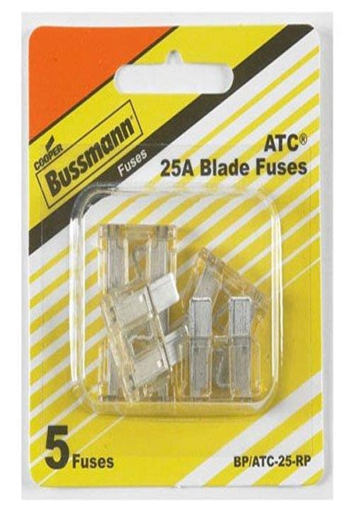 Bussmann Bp/Atc-25-Rp Atc Automotive Blade Fuse (25 Amp (Card)), 5 Pack