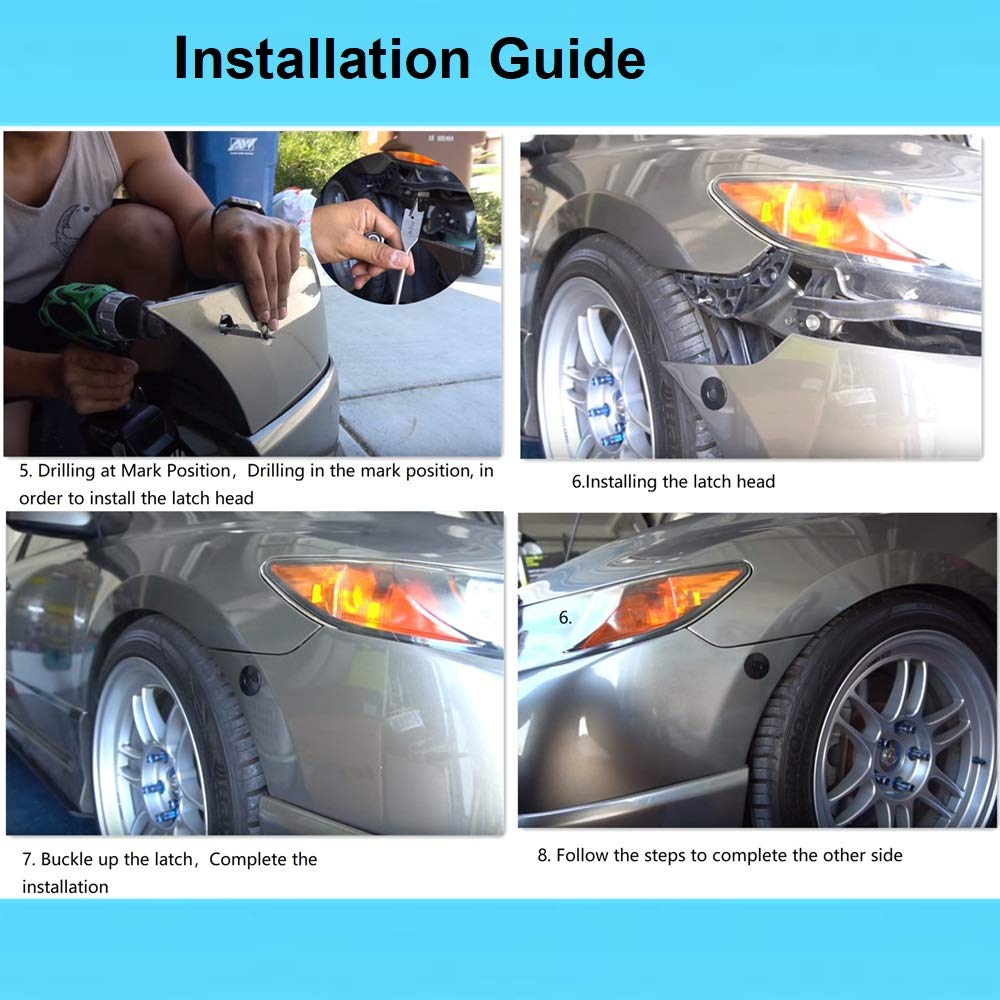 Stetion Quick Release Latch License Plate Lock Clip 1.25 Diameter Aluminum Alloy Car Hood Pins Lock Clip Kit For Bumper Hood License Plate (2 Pack - Black)