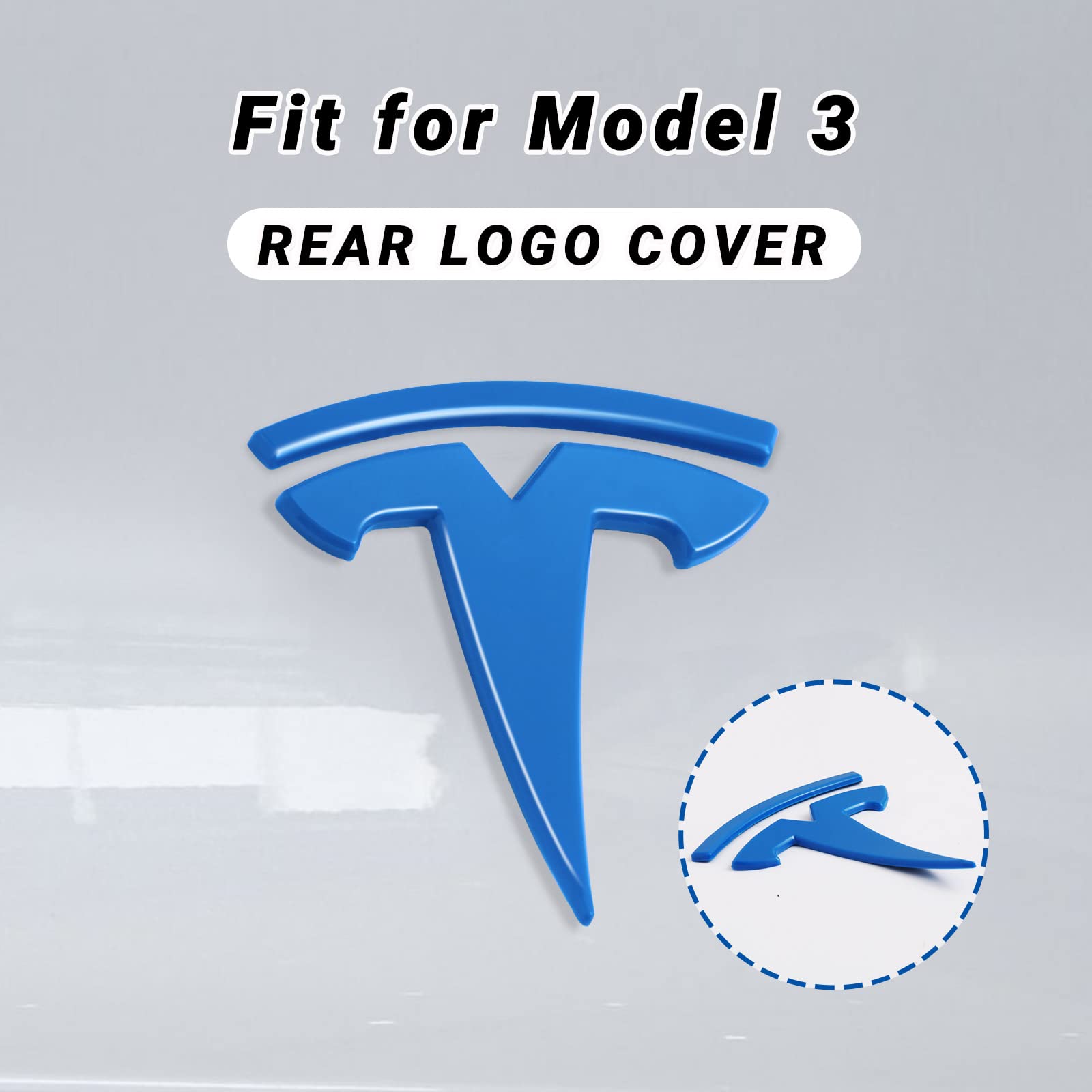 Tesla Model 3 Emblem Accessories Front Trunk Rear Trunk Logo Cover Sticker Badge Decals 2Pcs/Set (Blue)