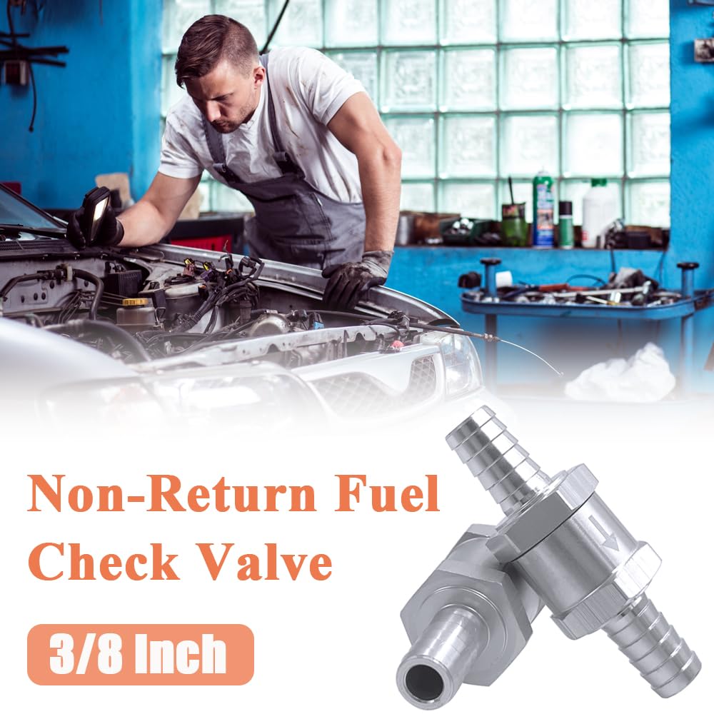 Mesee 2-Pack 3/8'' 10Mm Fuel Non Return One Way Check Valve For Fuel Line Oil Petrol Diesel Water Aluminium Silve