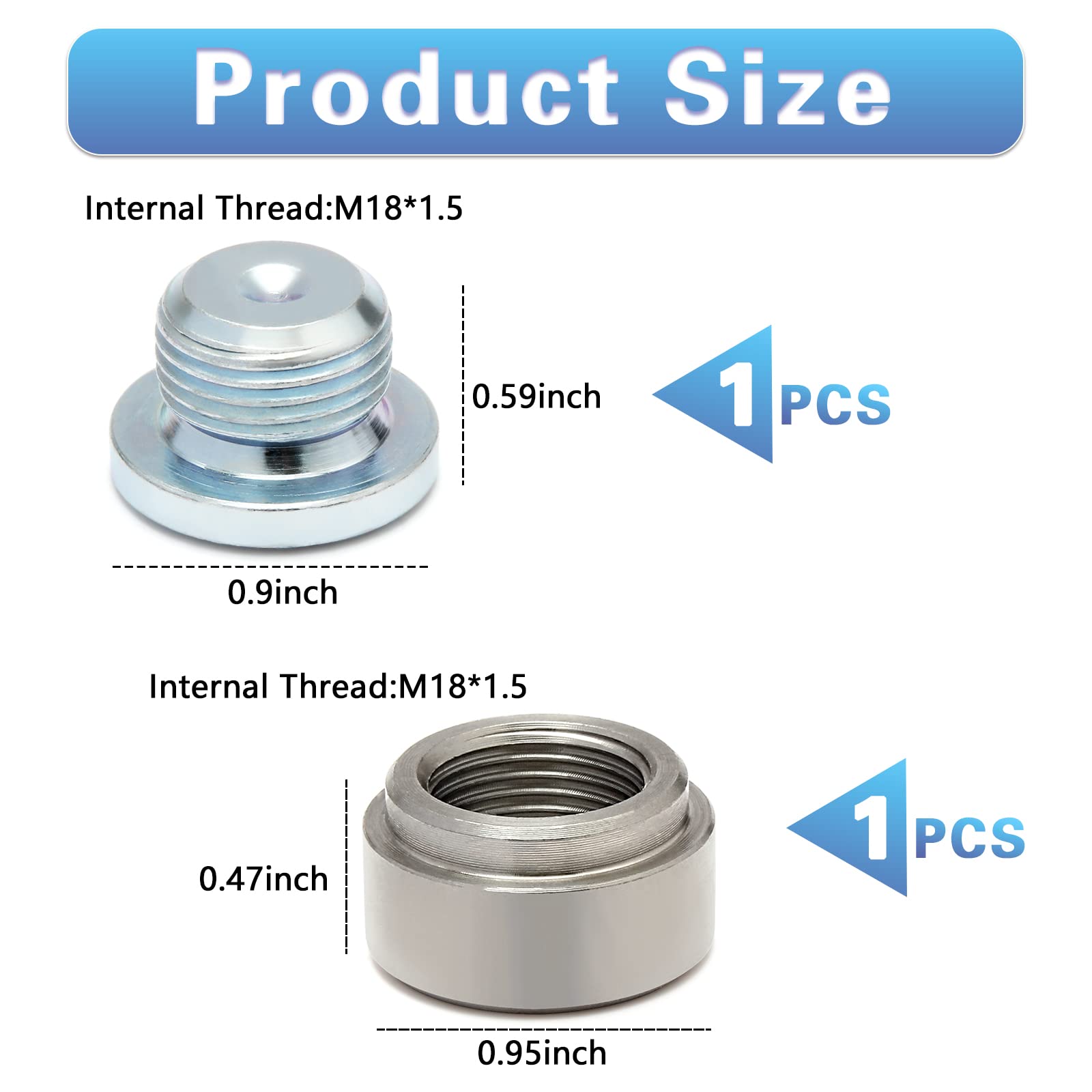 Ledaut M18X1.5 Stepped Mounting Bung And Plugs (1 Bungs/1 Plugs) Fittings Weld Bung