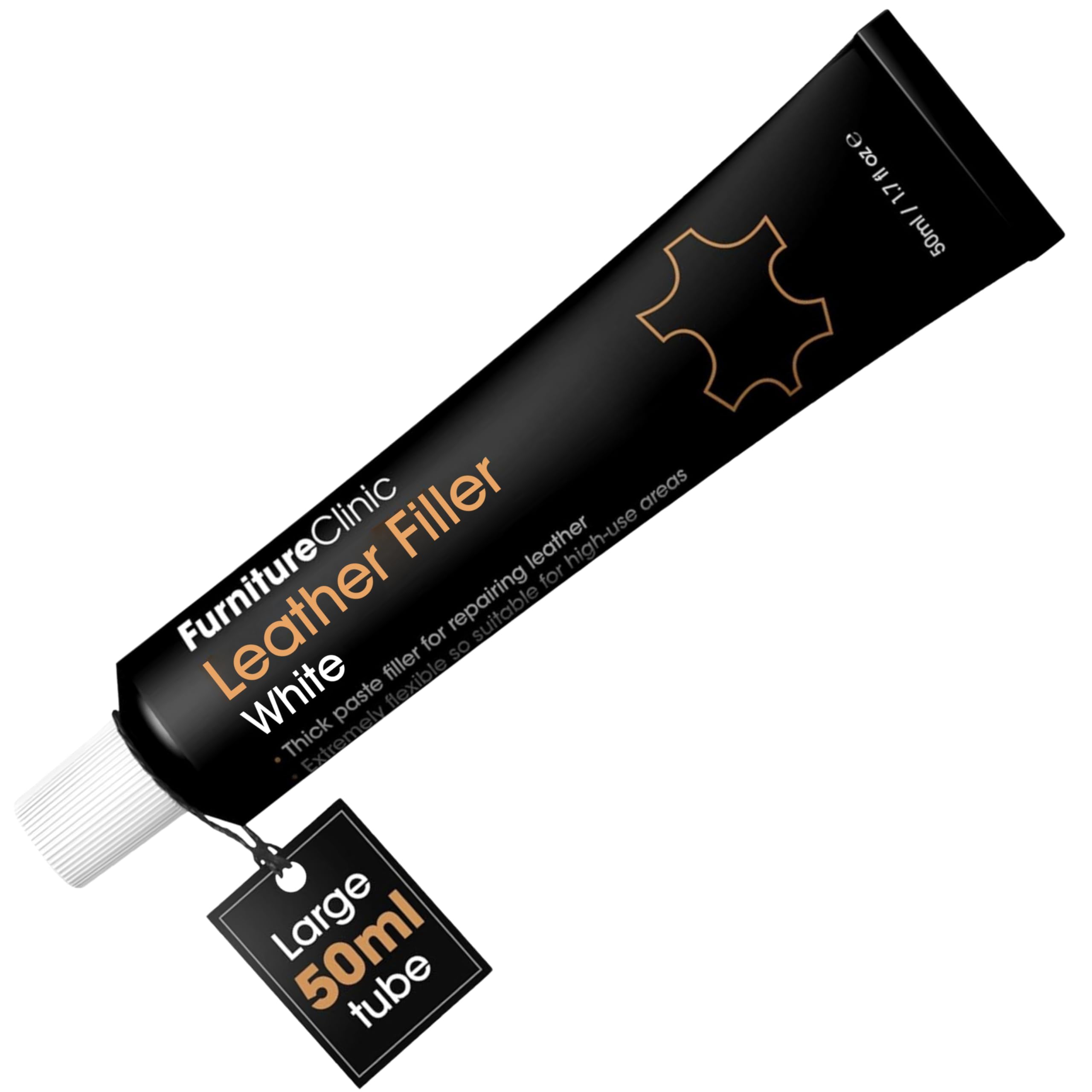 Furniture Clinic Leather Repair Filler (Black) - Professional Leather Filler Compound for Restoring Holes, Scuffs, Scratches, Cr