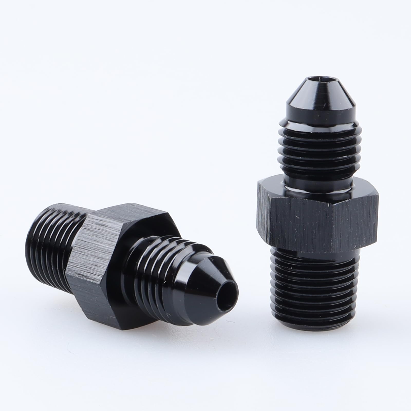 Ac Performance Male 1/8'' Npt To -3 An Flare Adapter Straight Aluminum Black, Pack Of 2