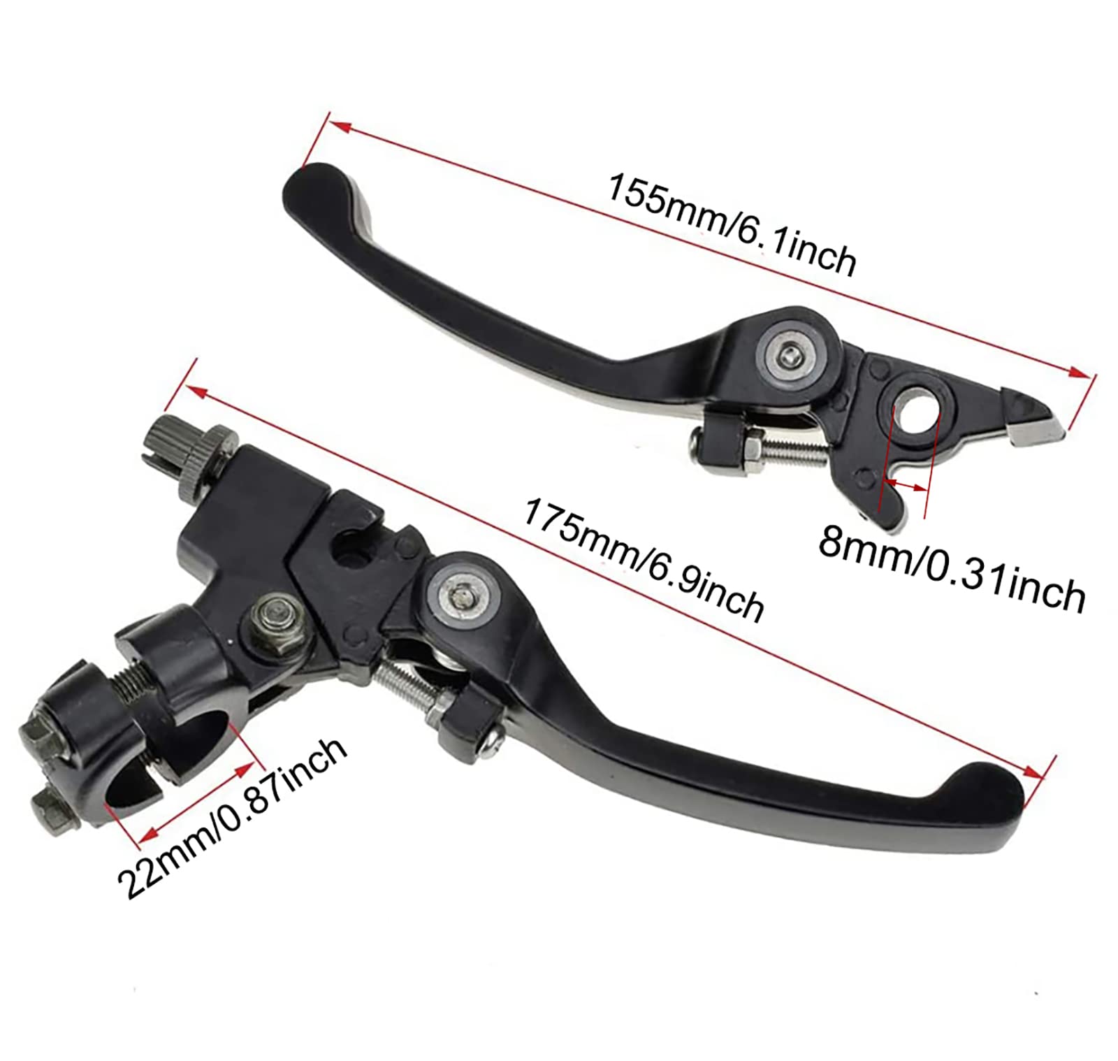 KAKO Clutch Brake Handle Levers for 22mm 7/8 inch Handlebar, Fit for 110cc 125cc 140cc TTR SSR Xmotos Apollo 125 Pit Dirt Bike C