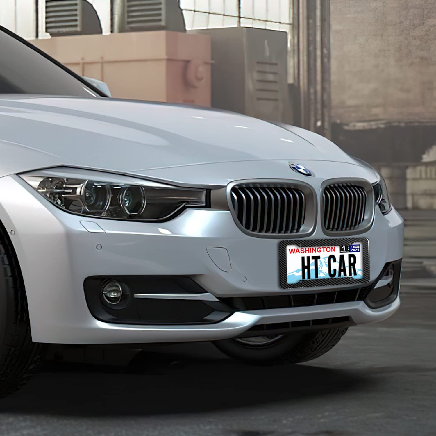 Black Carbon Fiber License Plate Frame, 2 Pack Glossy & Waterproof Plastic Number Plate Frame Print Carbon Fiber Pattern For Man