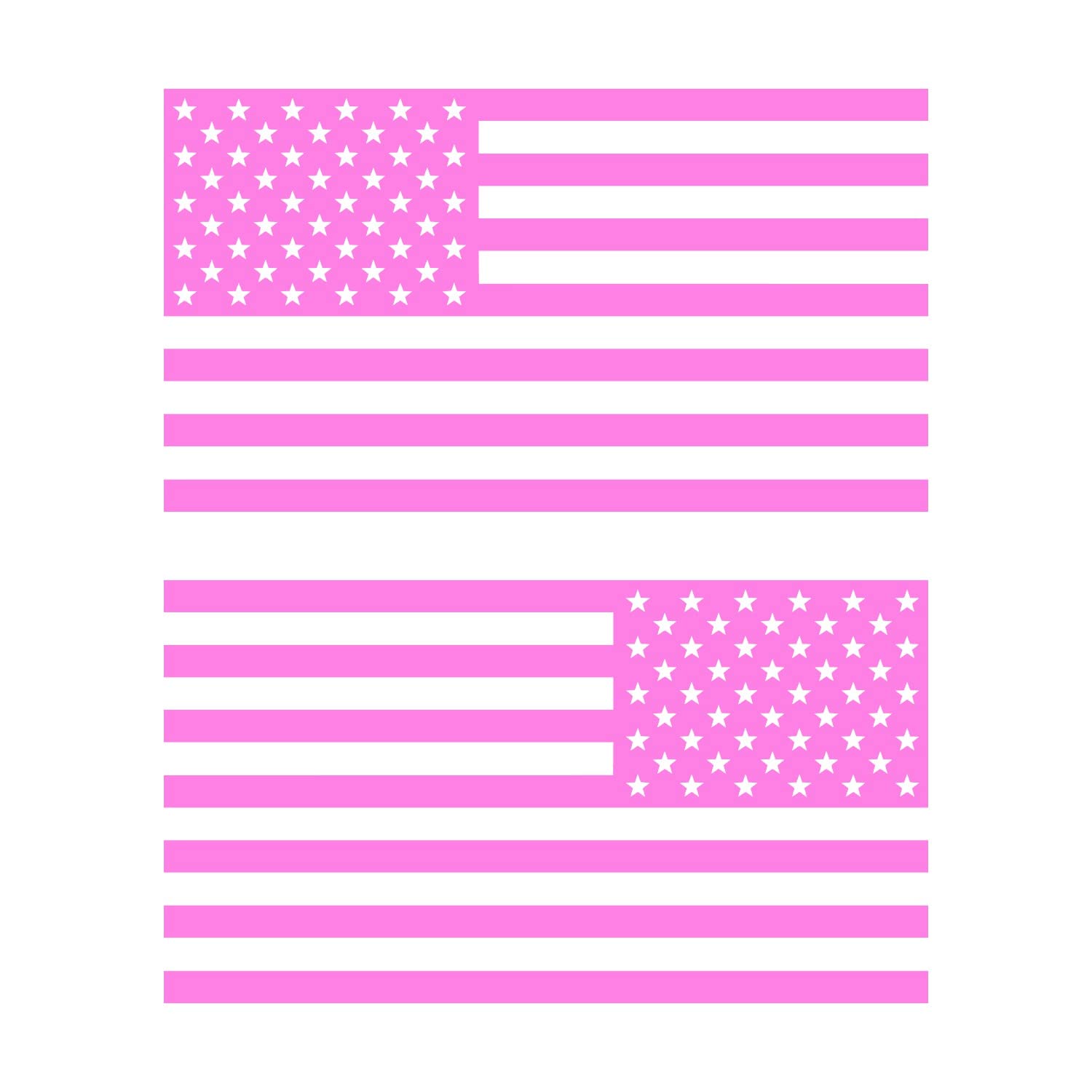 American Us Flag [Pick Color/Size] Vinyl Decal Sticker For Laptop/Car/Truck/Window/Bumper (3.5In Subdued Pair, Matte Pink)