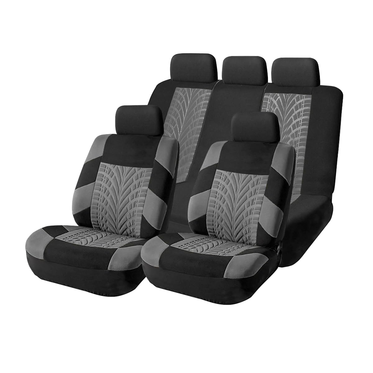 Car Seat Covers Full Set, Polyester Front Bucket Seat Protectors With Split Bench Back Seat Covers, Breathable Thicken Premium Sporty Seat Cushions, Auto Accessories For Car, Suv (Gray/Front,Back)