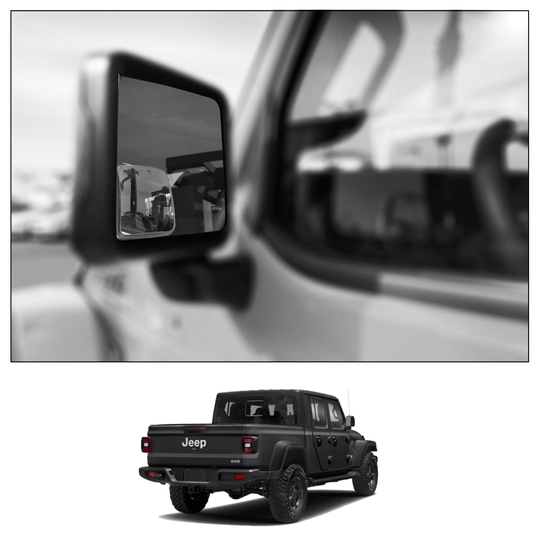 Custom Blind Spot Mirrors- Compatible With 2020-Present Jeep Gladiator | Blind Spot Mirrors Compatible With Jeep Gladiator Jt| N