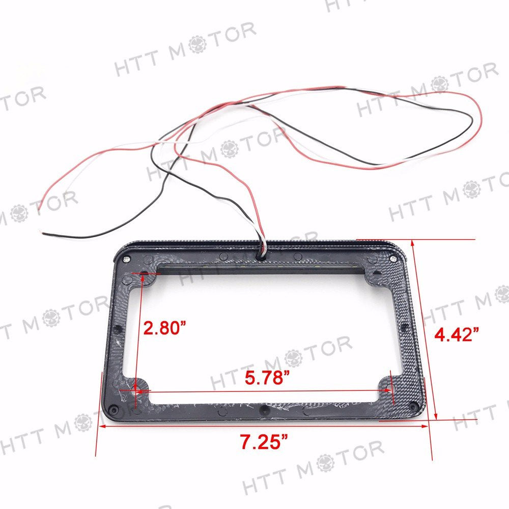 Httmt Mt294-002- 7''X4'' License Plate Frame 6'' Led Compatible With /Suzuki/Yamaha/Kawasaki/Harley