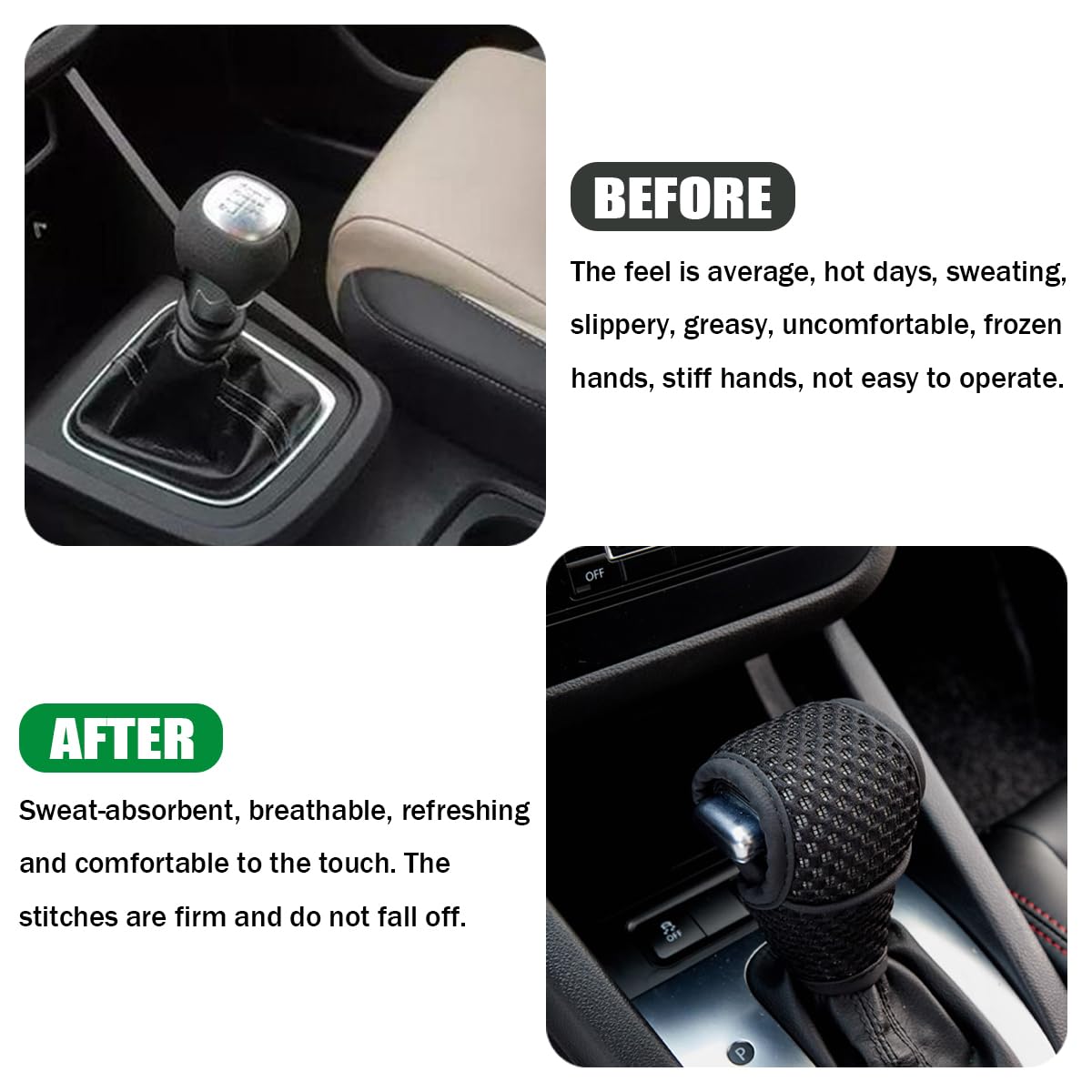 AUCELI Car Gear Shift Knob Cover, Automotive Manual Stick Shifting Handle Gear Shift Knob Protector, Vehicle Decoration Accessor