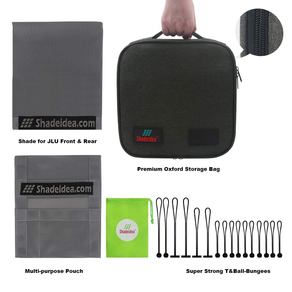 Shadeidea Sun Shade Top For Jeep Wrangler Top Sunshade Jl (2018-2023) Unlimited 4 Door Front And Rear-Gray Mesh Screen Sunshade