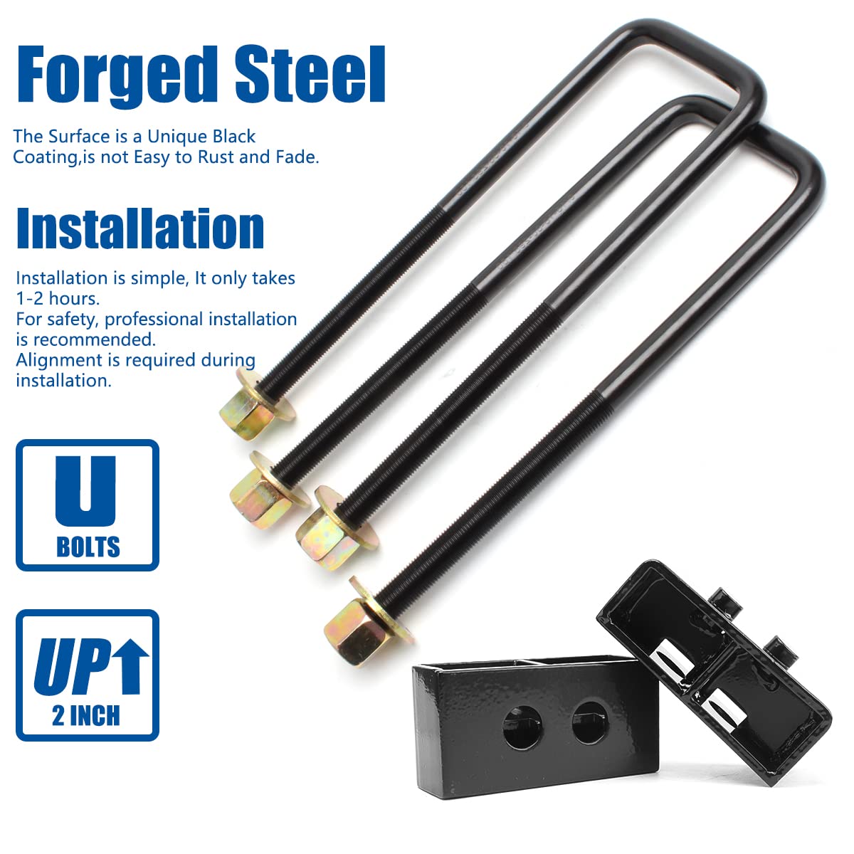 Gasupply 2'' Rear Leveling Lift Kits,Compatible With 2004-2020 Ford F150 2Wd 4Wd, 2 Inch Forged Aluminum Block With Extended U B