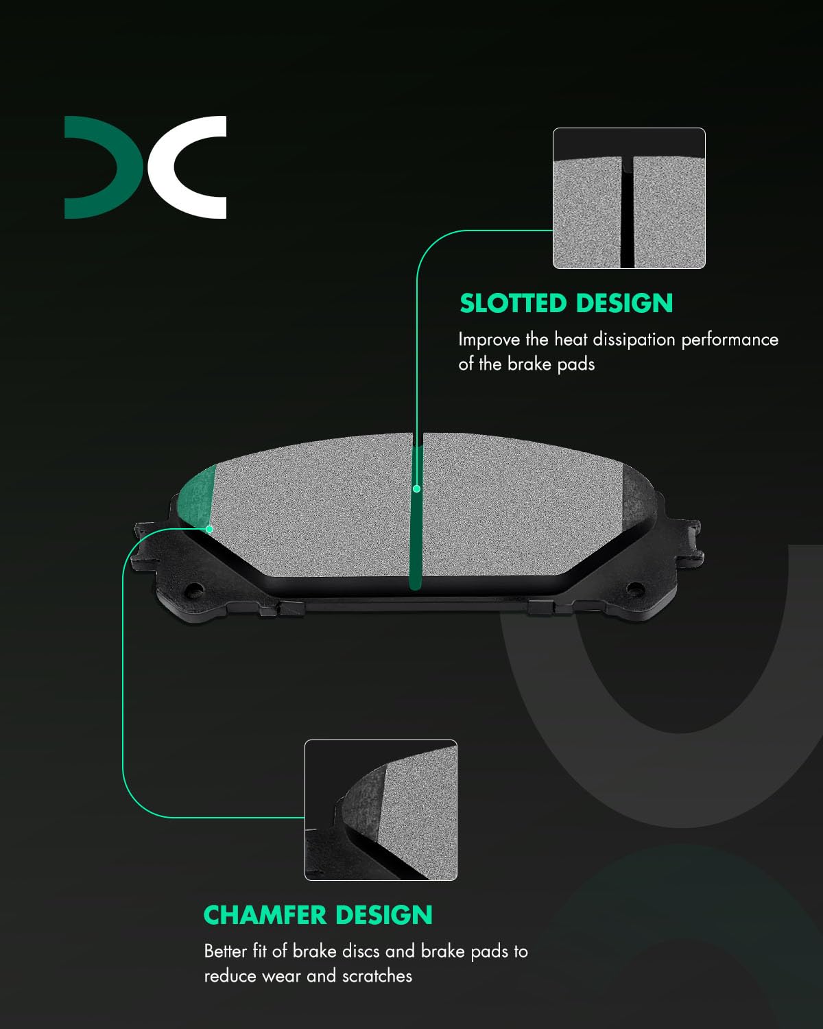 Scitoo D1324 Front Ceramic Brake Pads Sets Fit For Lexus Nx200T / Nx300 / Rx350 / Rx350L,For Toyota Avalon 2020,For Toyota Camry
