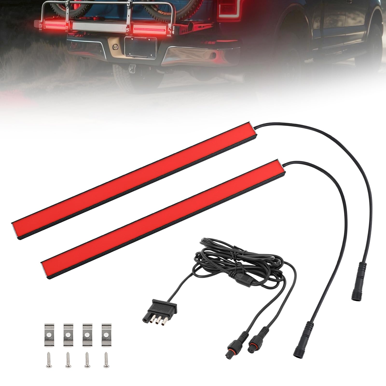 Turvysen 11 Inch LED Trailer Tail Light Bar, 2 Pcs Universal Red Turn Signal Running Brake Light Bar, DC 12V Aluminum Brake Tail