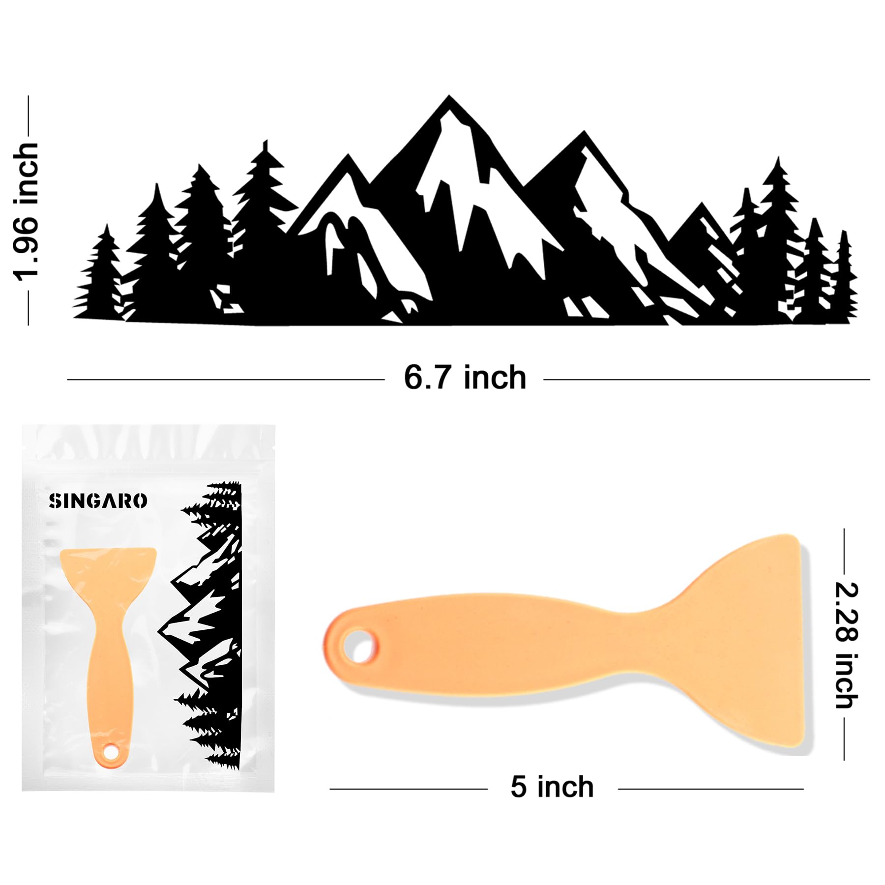 Singaro Vinyl Snow Mountain Tree Decal Sticker, Trunk Logo Decal Sticker, Car Exterior Accessories(Black)