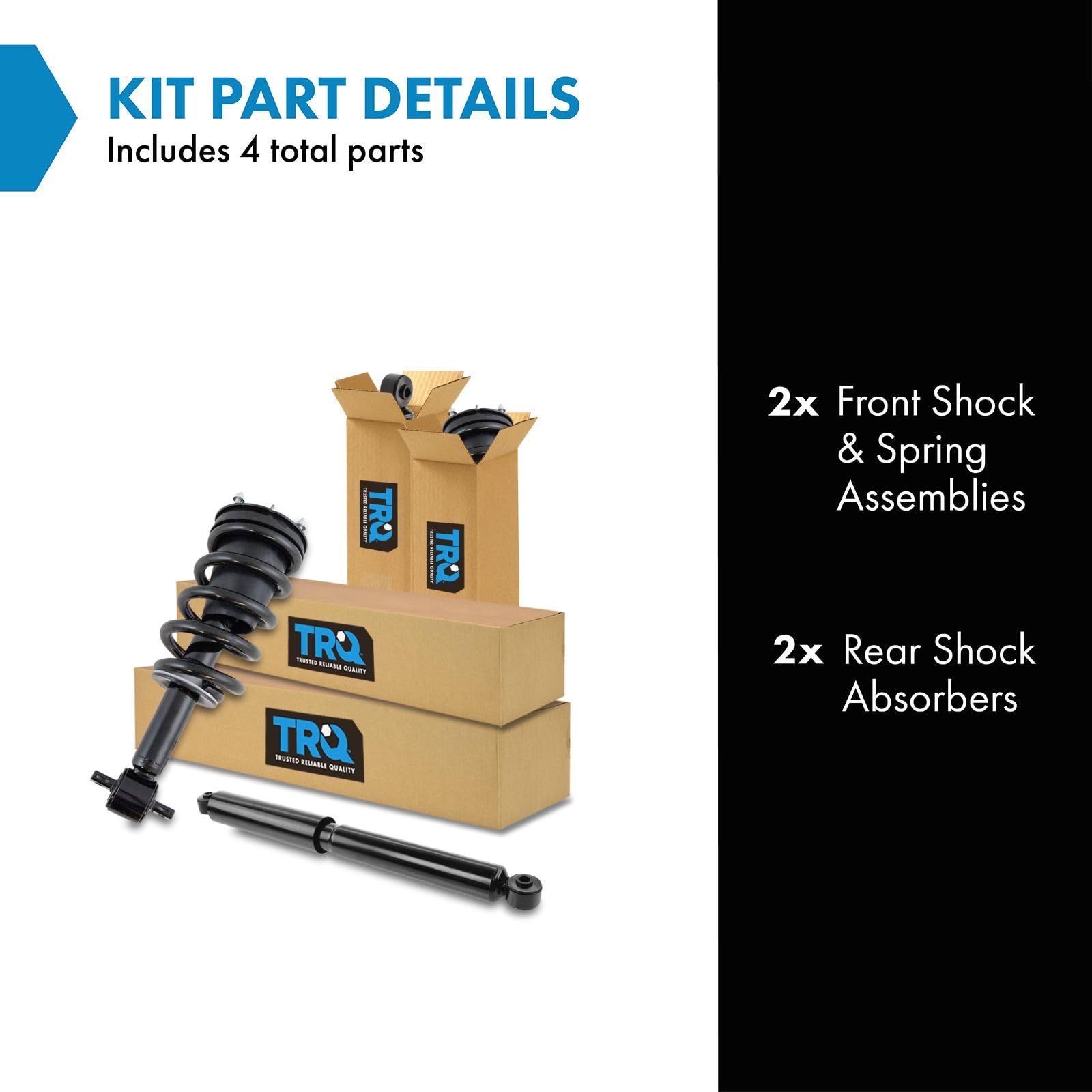 Trq Front Complete Loaded Strut & Spring & Rear Shock Absorber Assembly 4 Piece Kit Set For 2014-2017 Chevy Silverado / 2014-201