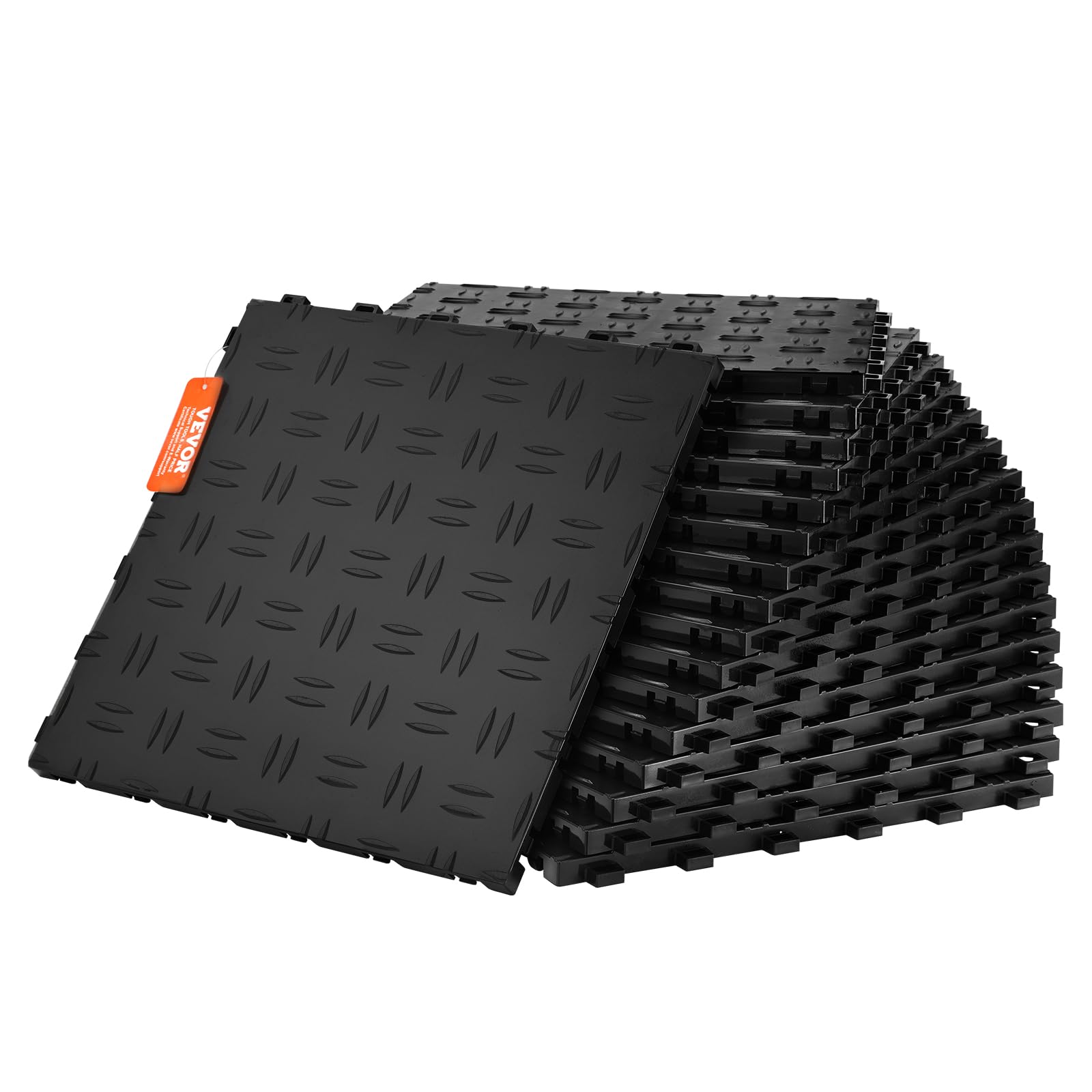 VEVOR Male Garage Floors Transition Edge Kit, 15 PCS Sturdy PP Interlocking Modular Garage Floor Edging Slip-Resistant, Easy Ass