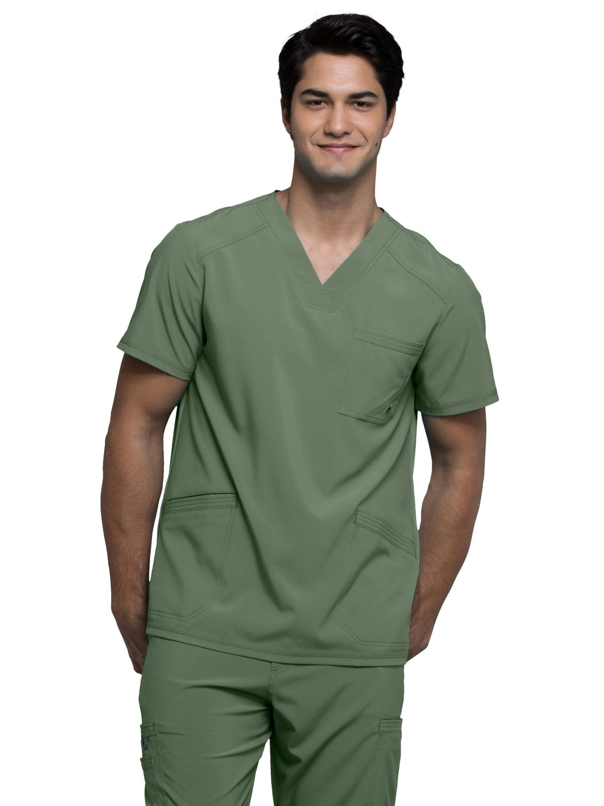Cherokee Infinity Men Scrubs Top V-Neck Ck900A, Xl, Olive