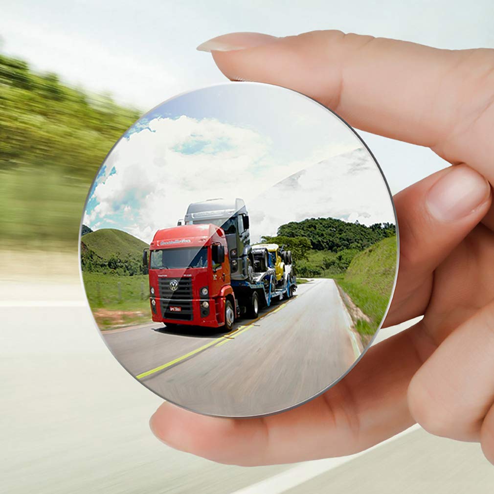 Esreake 2Pcs 3 Inch Non-Adjustable Large Stick-On Convex Blind Spot Mirror, Hd Glass Big Round Convex Rear View Mirror,Strong Adhesive Mirror For Car, Van, Suv And Trucks (3'(75Mm), Frameless)