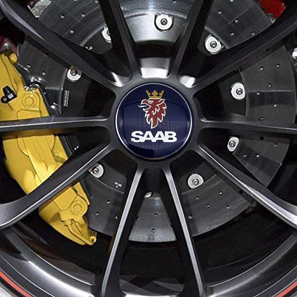 Jd Auto 4Pcs 56Mm 2.2'' Emblem Badge Sticker Wheel Hub Caps Center Cover Abs Material (Fit Saab Blue)