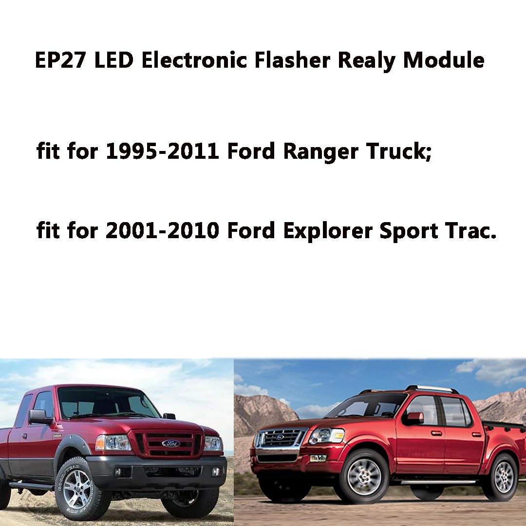 EP27 LED Flasher Relay 5 Pin Fit for 1997-2008 Ford F150 | 1997-2010 Super Duty F250-F550 | 1995-2011 Ranger | LED Electronic Tu