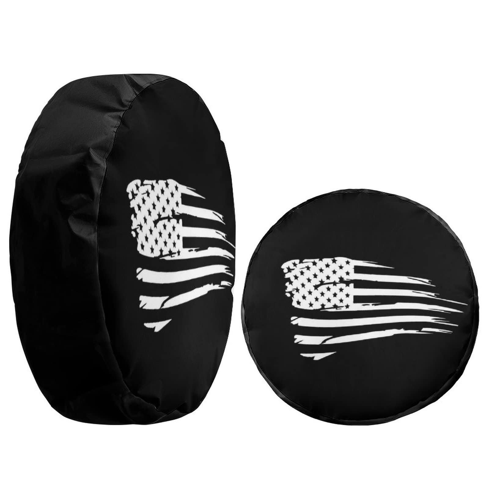 Foruidea Waving American Flag Military 1 Spare Tire Cover Wheel Tire Cover Fit Trailer, RV, SUV and Many Vehicle 18inch