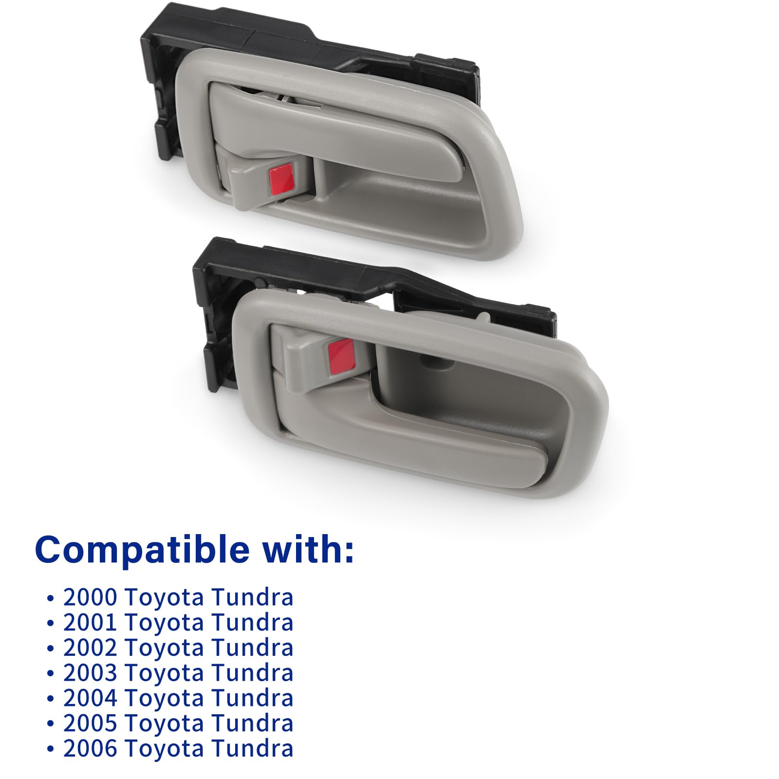 Lcyolada Pair Of Interior Door Handles W/Bezel (Gray) For Toyota Tundra (Standard/Regular/Extended Cabs Only) 2000 2001 2002 200