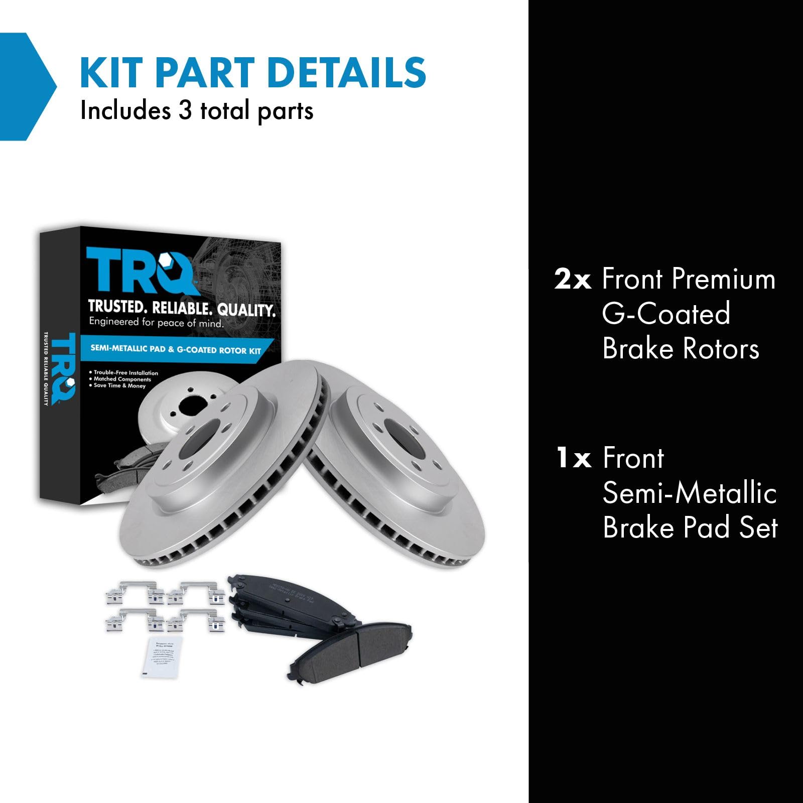Trq Front Brake Pad & Rotor Kit Brake Pads Brake Rotor Semi-Metallic Premium G-Coated Compatible With 2005-2019 Chrysler 300 200