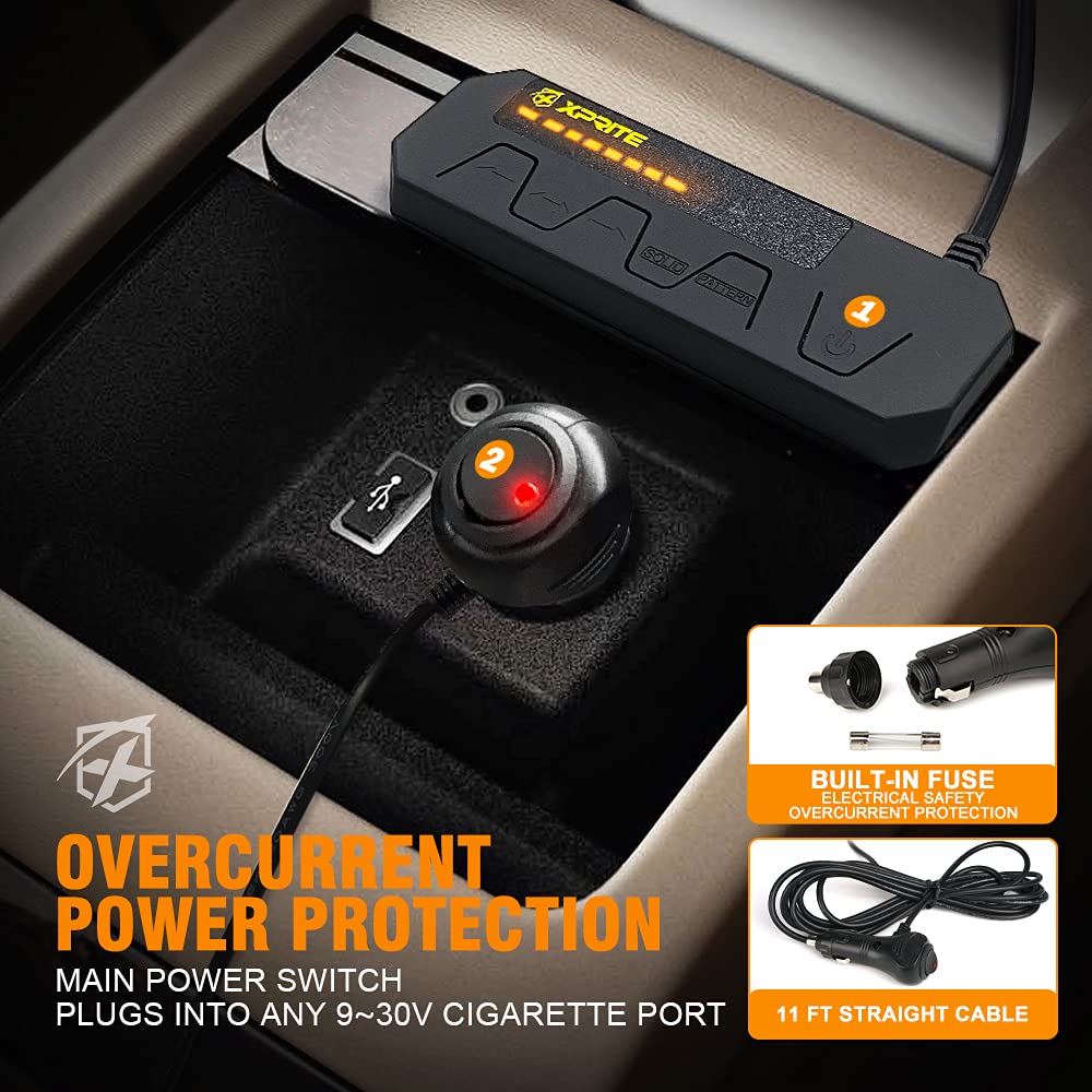 Xprite White Amber Led Emergency Traffic Advisor Strobe Dual Light Bar W/Control Box, Windshield Visor Suction Cup Safety Hazard