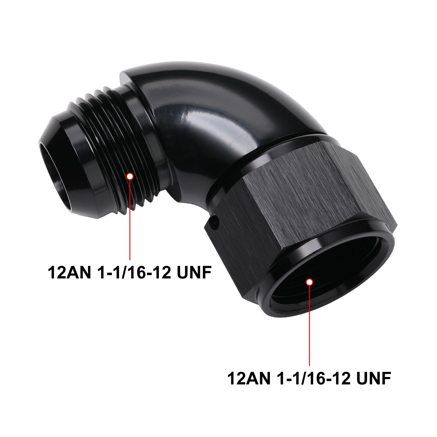 Podavelle 90 Degree 12An Male To 12An Female Swivel Full Flow Fitting Adapter Coupler Aluminum Black