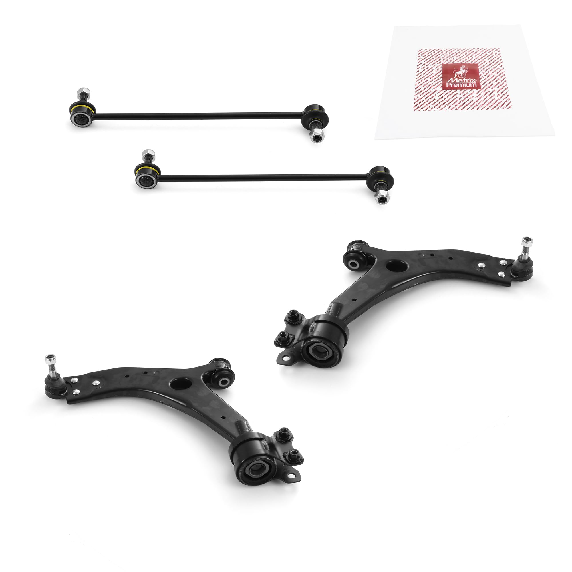 Metrix Premium Chassis Parts - 4 Pc Front Lower Control Arm & Front Sway Bar Stabilizer End Link Kit Fits 07 Volvo C30, 06-07 C7