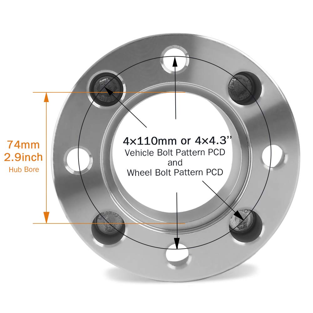 Gasupply 4X110 Atv Wheel Spacers 2 Inch With 10×1.25 Studs, Wheel Spacer Adapters 74Mm Hub Bore, Compatible With Honda, Suzuki, Yamaha, Bombardier(Read Listing For Year Model Info), 4 Pack