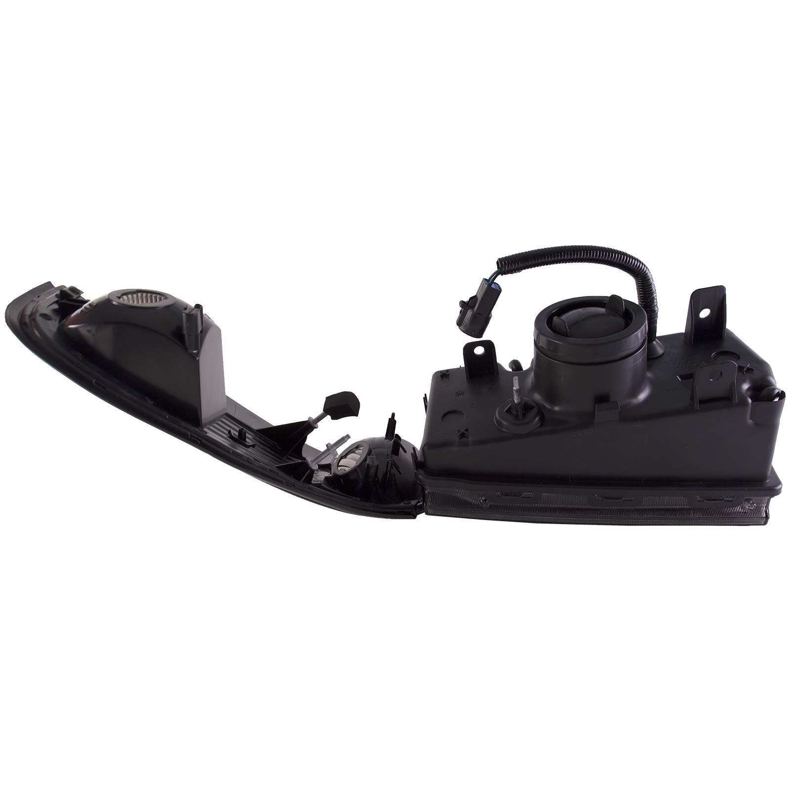 Perde Headlights Compatible With 2003-2004 Grand Marquis And Marauder Black With Performance Lens And With Side Marker Lights